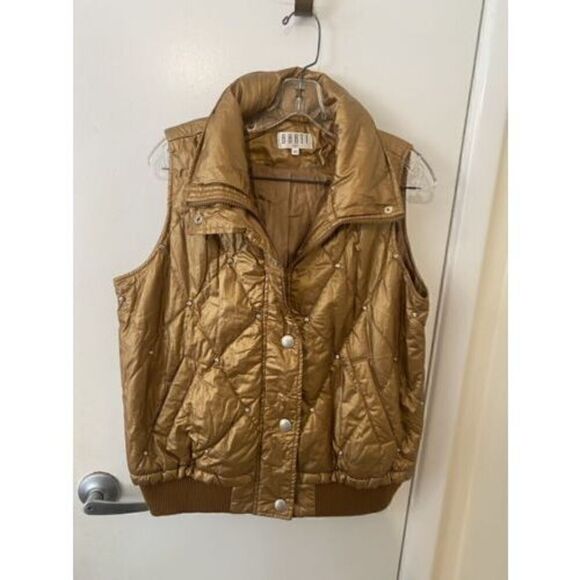 Barti Italy Bronze Quilted Vest W/ Rhinestones Size 40 US SIze M - Picture 1 of 12